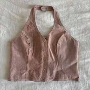 Wilson’s Leather Maxima Suede Halter Top Light Pink Size L Festival